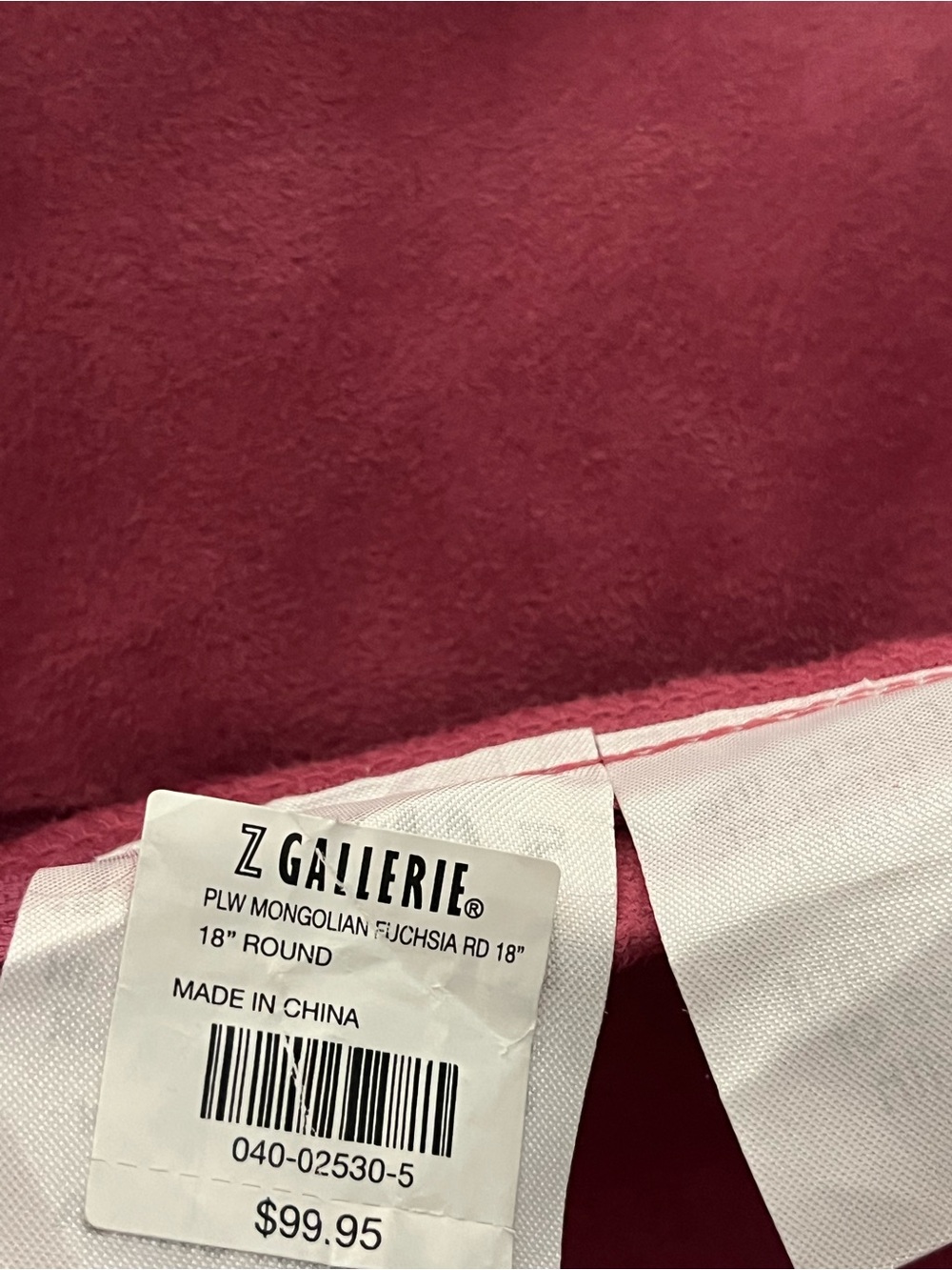 Z Gallerie Genuine Mongolian Lamb Fur Round Pillow Cover 18” Fuchsia Pink Luxury - Picture 8 of 9